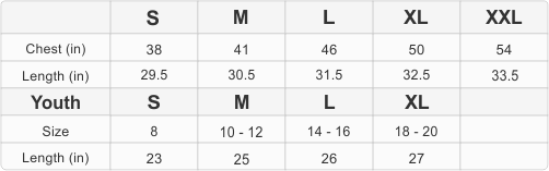 Youth Size Chart