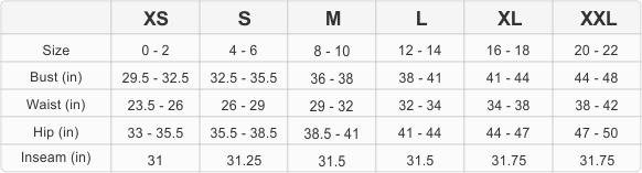 puma women's clothing size chart